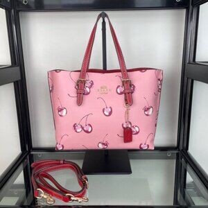 Coach Mollie Tote Bag 25 With Cherry Print